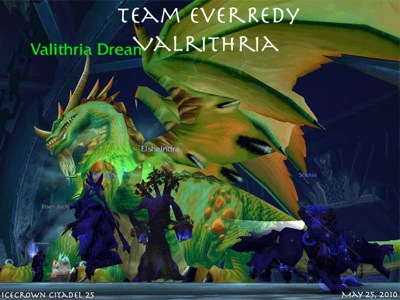 Image of Valithria Dreamwalker successfully healed in Icecrown Citadel 25-person raid instance