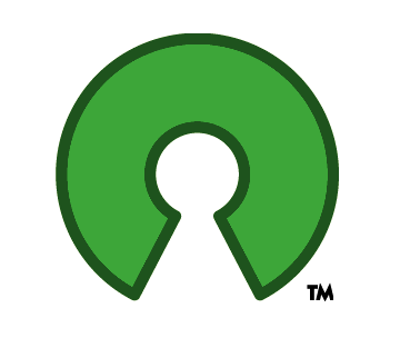 Open Source Initiative's Open Source 'O' logo with the chunk taken out of it to make it open