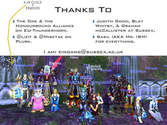 Screenshot of my guild along with thanks